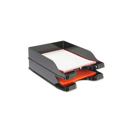 Deflecto Docutray Multi-Directional Stacking Tray, 2 Tiers, Black 63904